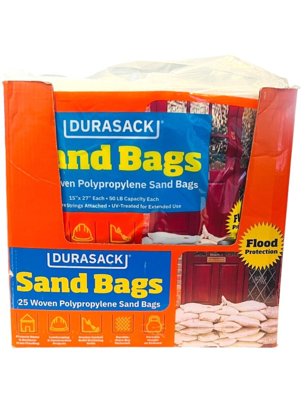 DURASACK Sandbags - 25 Polypropylene Sand Bags 50lb Capacity - Case of 10 (250)